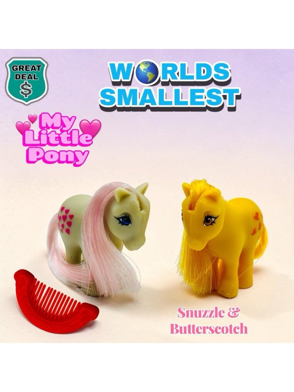 World's Smallest For My Little Pony 1 Inch Butterscotch & Snuzzle with Comb.